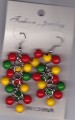 Red, Green & Gold Beaded Earring