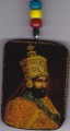 Red, Green & Gold... 18" Necklace & Wooden Selassie Crown Pendant