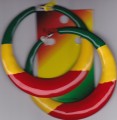 Red, Green & gold...Large Rasta Hoops Metal Earring